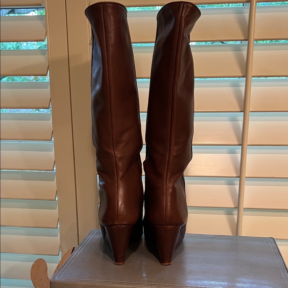 Loeffler Randall brown leather boots. - Picture 3 of 5